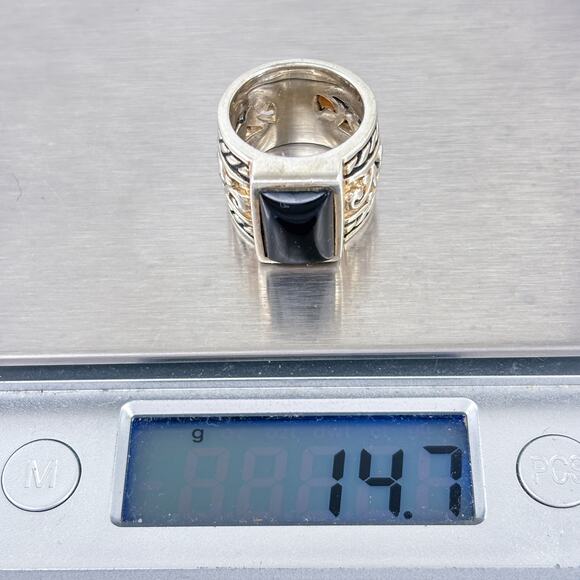 Silpada Filigree Black Onyx Wide Ring | Vintage Sterling Silver | Size 5 R1096 - Picture 9 of 9